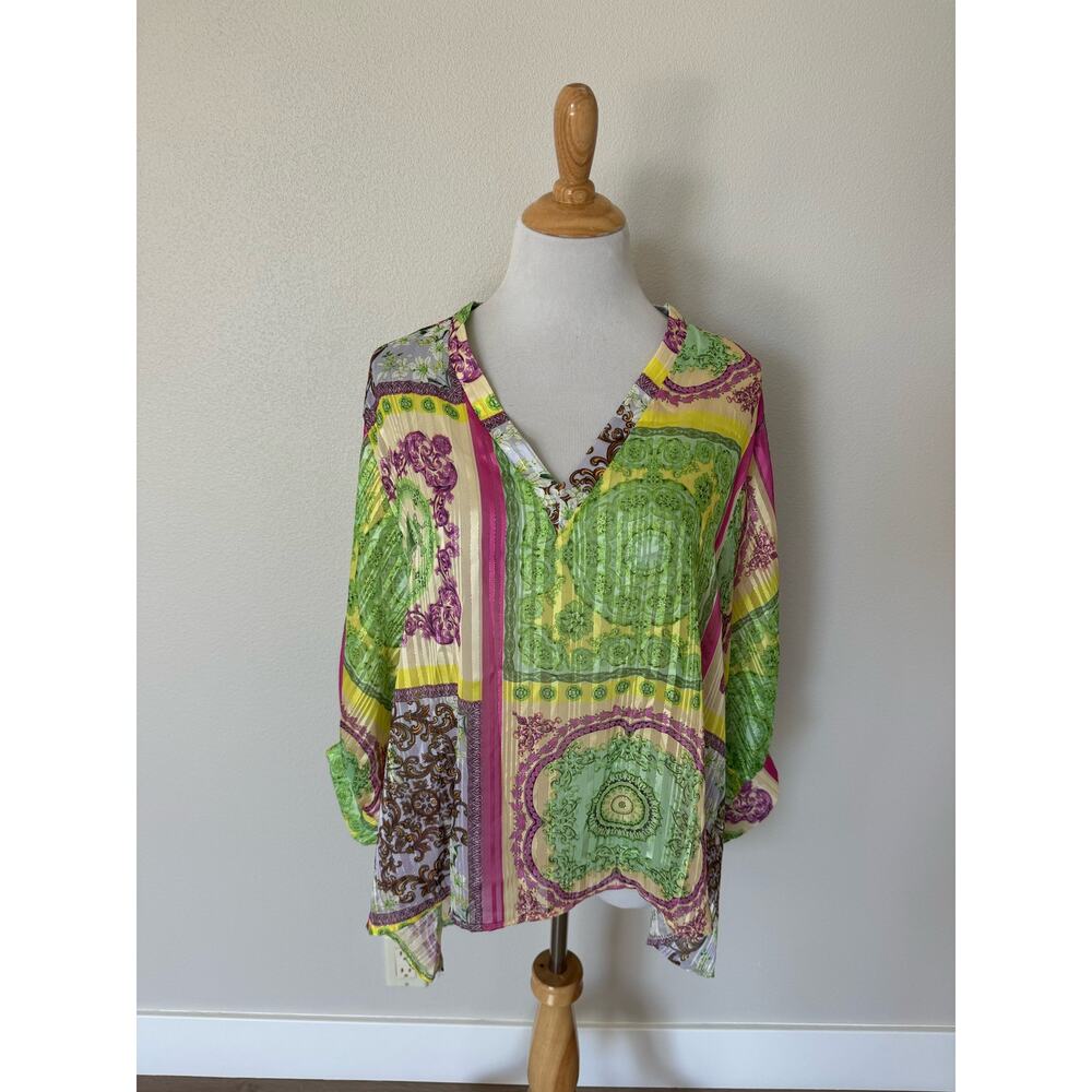 Jeff Gallano PARIS Flowy 3/4 Sleeve Length Blouse Size 1